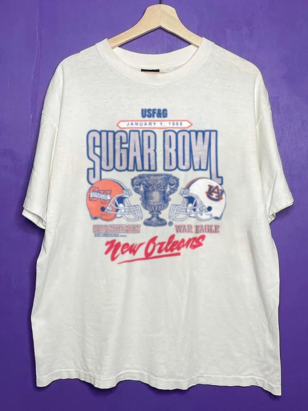 Vintage Auburn Tigers Vs Syracuse Orangemen Sugar Bowl Football Unisex Shirt Tee
